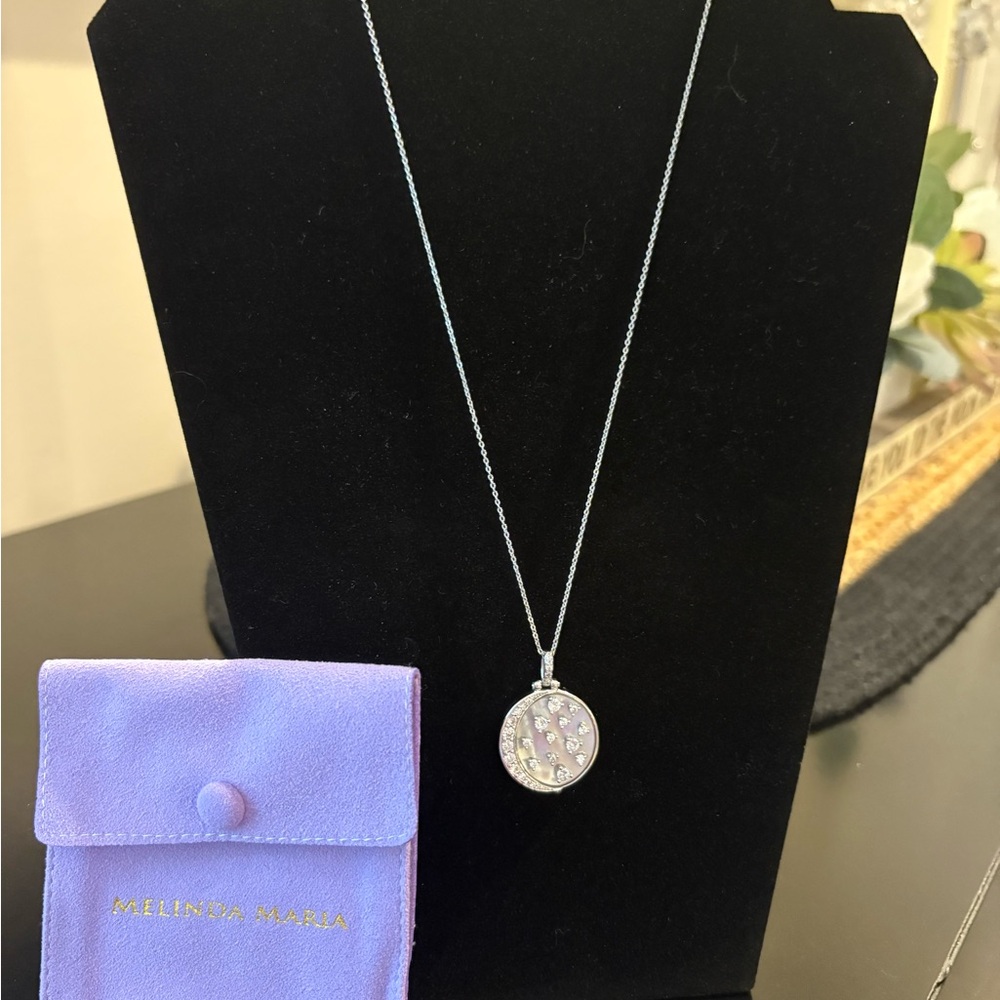 Melinda Maria Silver and White Pendant Necklace